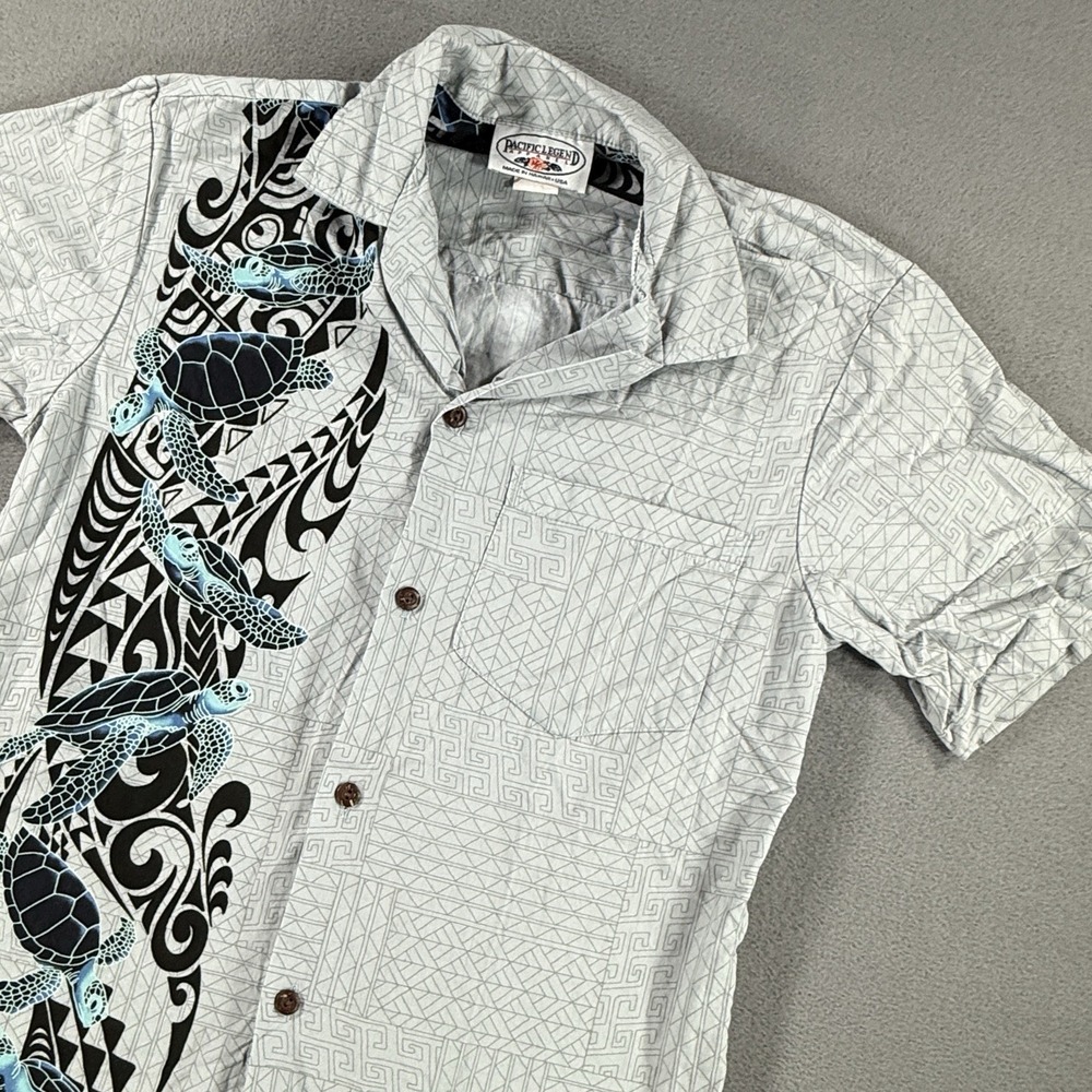 Pacific Legend Hawaiian Button Up Shirt Mens Small USA Made Tribal Sea Turtle